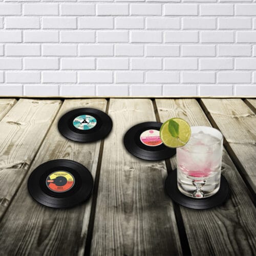 Set 4 Suporturi Pentru pahare tip Discuri de Vinil